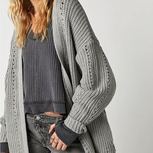 Free People Nightingale Gray Knit Cardigan size M